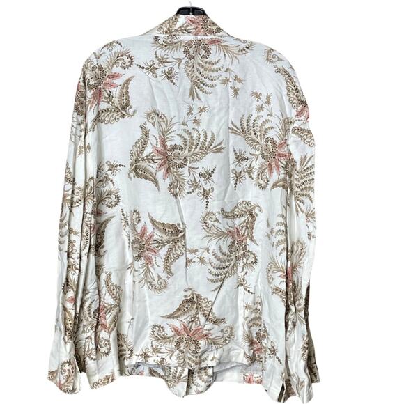 Evan Piccone woman’s long sleeve linen button front blouse floral size 24W - Picture 2 of 4